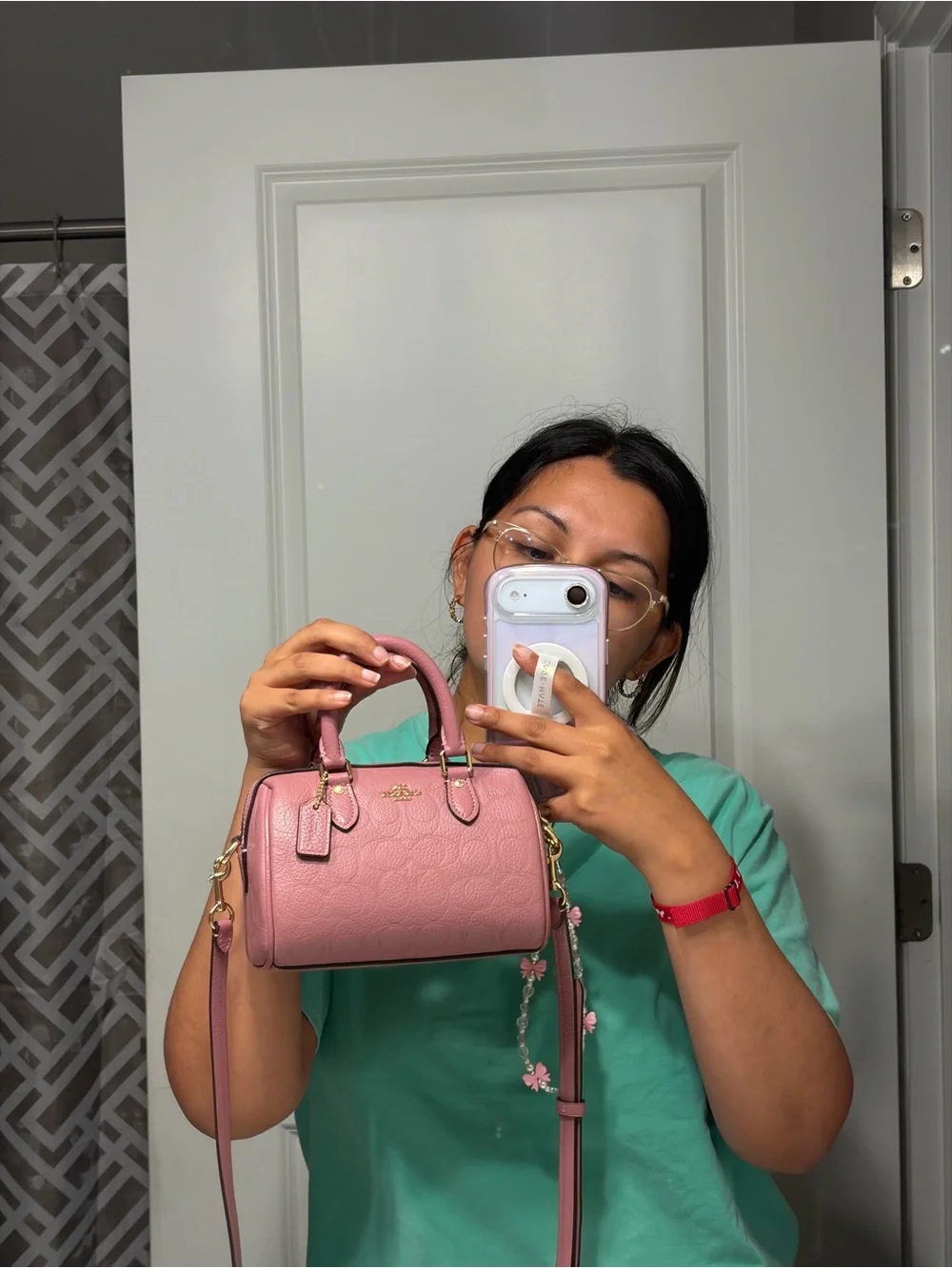 Coach Pink Leather Mini Satchel with Gold Charm Chain - Picture 4 of 6